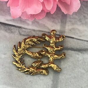 MCM Brutalist gold toned 70’s brooch signed Jacque Lipchitz